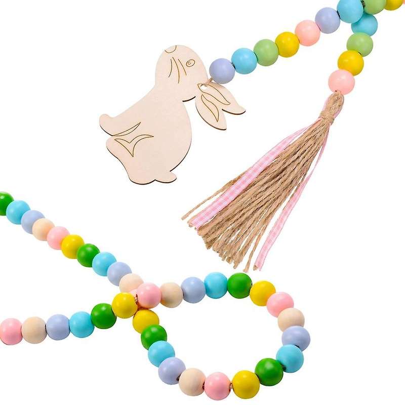 3 Pieces Easter Wood Beads Garland Tassel Garland Farmhouse