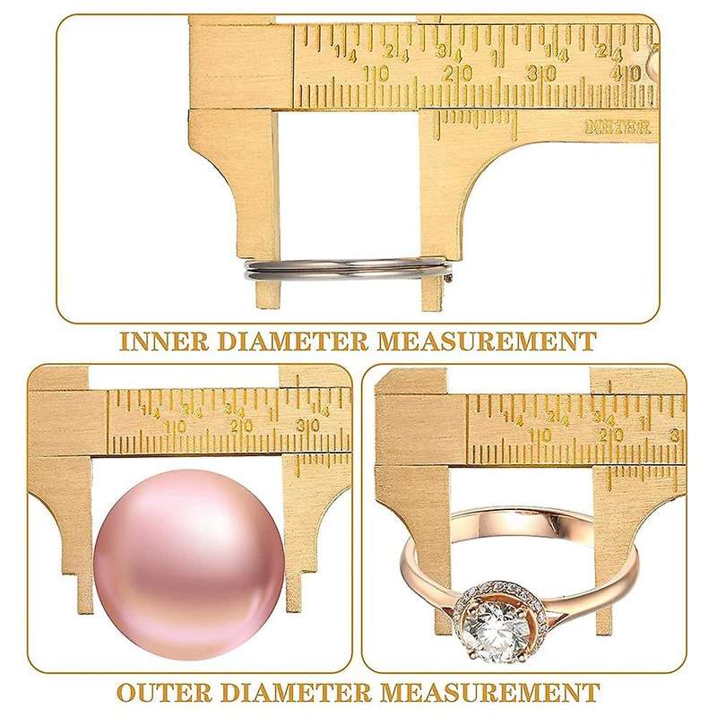 2pcs 4 Inch Vernier Caliper Brass Handy Caliper Measuring Tool