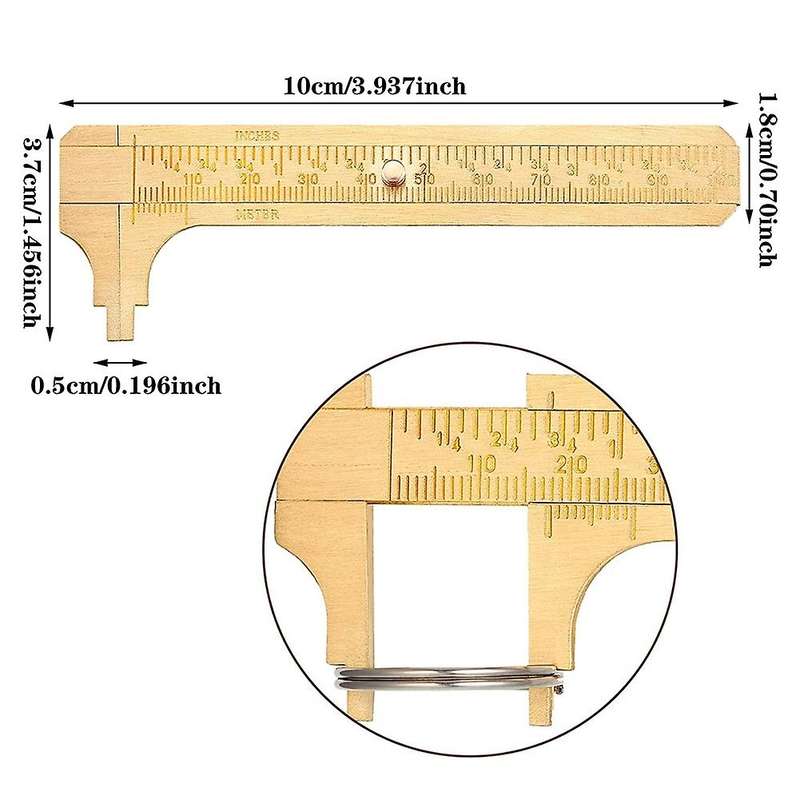 2pcs 4 Inch Vernier Caliper Brass Handy Caliper Measuring Tool