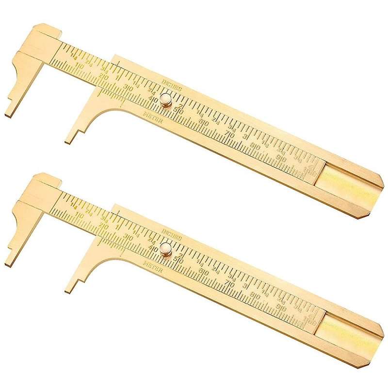 2pcs 4 Inch Vernier Caliper Brass Handy Caliper Measuring Tool