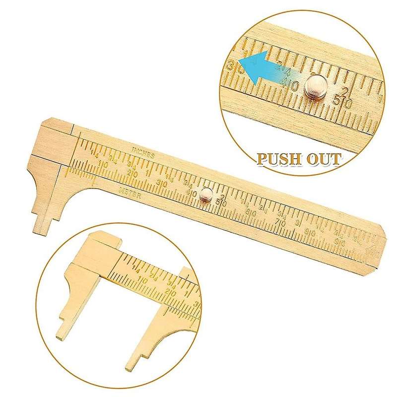 2pcs 4 Inch Vernier Caliper Brass Handy Caliper Measuring Tool
