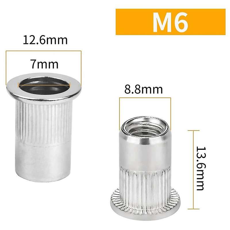 Rivet Nuts Assortment M6, 80 Pieces Rivet Nut M6 A2-70 Stainless