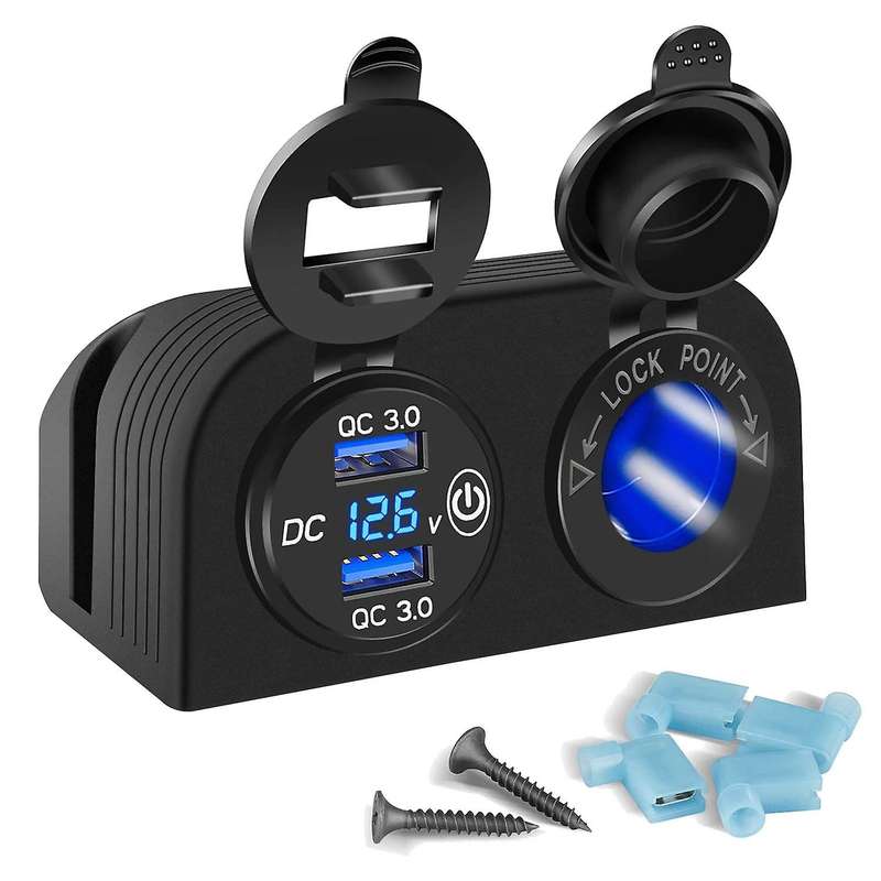 Tent Type Panel Two Hole, Quick Charge 3.0 Dual Usb Car Charger