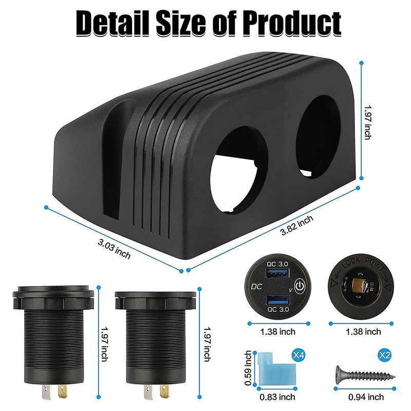Tent Type Panel Two Hole, Quick Charge 3.0 Dual Usb Car Charger