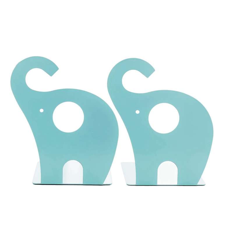 1 Pair Of Cute Metal Bookends for Kids Gift Decoration(lake Blue)
