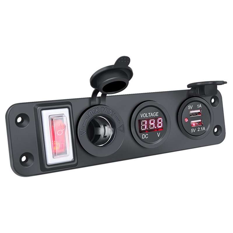 4 In 1 New Digital Voltmeter+12v Power Socket Adapter Red
