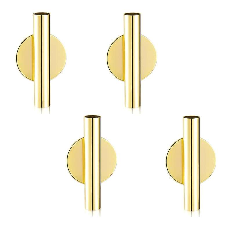 4pcs Wall-mounted Flower Tube Wall Metal Vase Decoration,gold