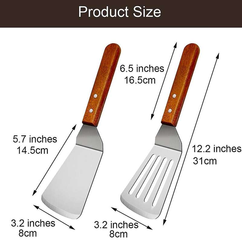 2pcs Metal Spatulas Set, for Cast Iron Skillet, Cooking Utensils