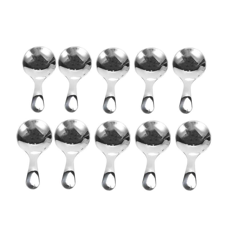 10 Pcs Stainless Steel Short Handle Spoons Mini Salt Spoons,silver