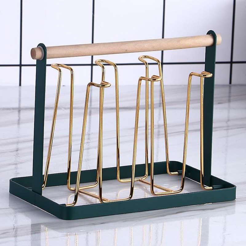 Portable Wrought Iron Six Cup Holder Water Cup Upside Down Drain Rack