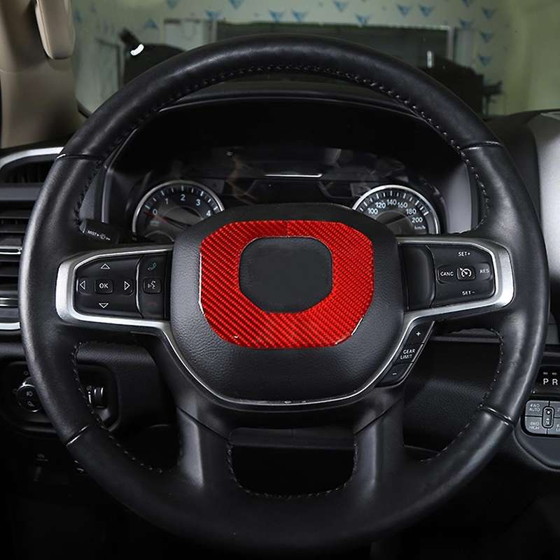 Steering Wheel Cover for Dodge Ram 1500 2018-2022, Red Carbon Fiber