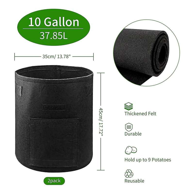 2 X Potato Plant Bag, 10 Gallons, Large Felt Plant Bags for Potatoes