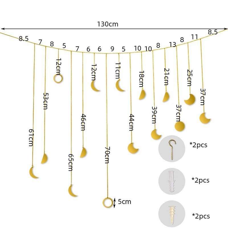 Moon Shining Phase Garland Decoration Chains Gold Wall Hanging A