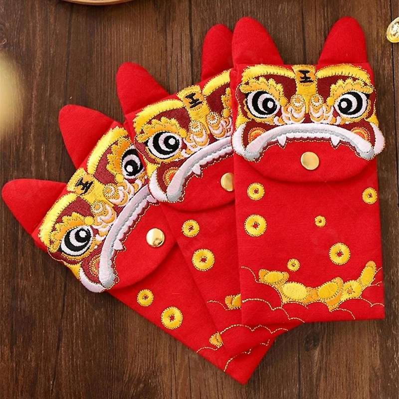 Chinese Red Envelopes Gift Wrap Bag Embroidery Tiger Money Pockets