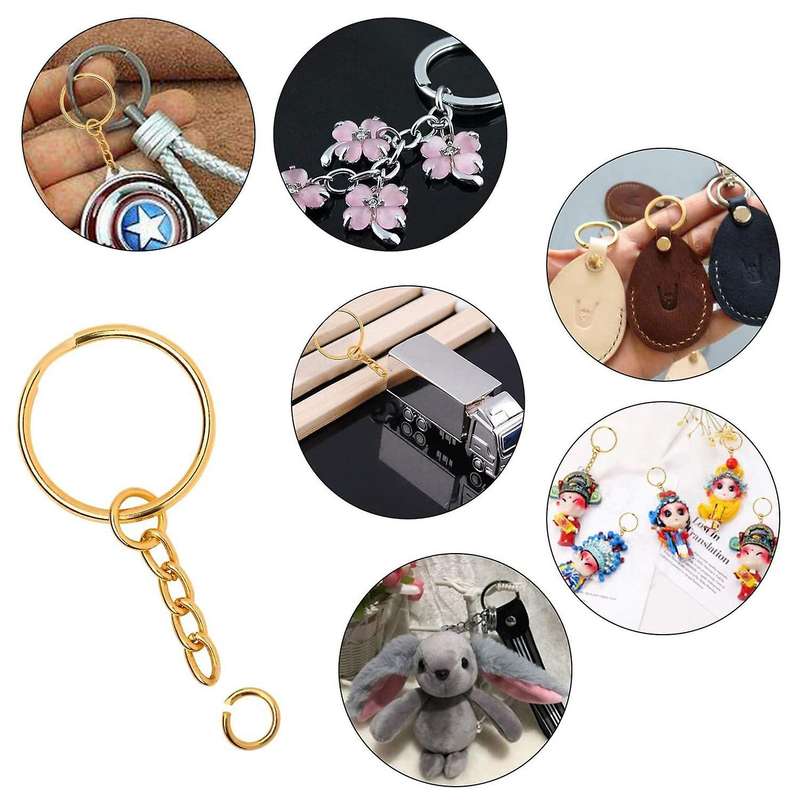 200 Pieces Metal Split Key Rings with Chain and Open Jump Rings