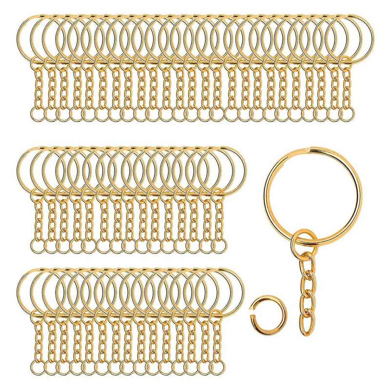 200 Pieces Metal Split Key Rings with Chain and Open Jump Rings