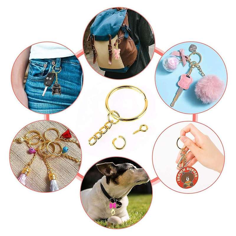 200 Pieces Metal Split Key Rings with Chain and Open Jump Rings