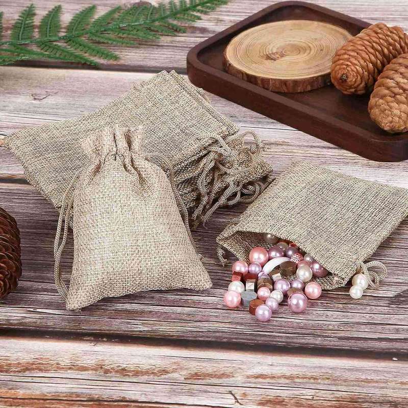 50pcs Jute Drawstring Bag Jute Sachets Gift Bags with Drawstring