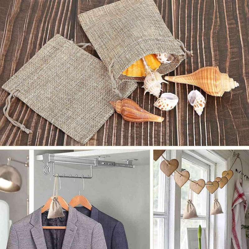 50pcs Jute Drawstring Bag Jute Sachets Gift Bags with Drawstring