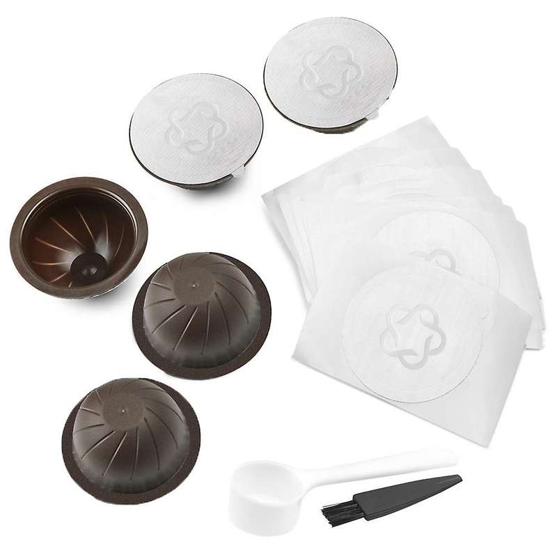 5x 150ml Coffee Capsule Pod Reusable &60 Lids