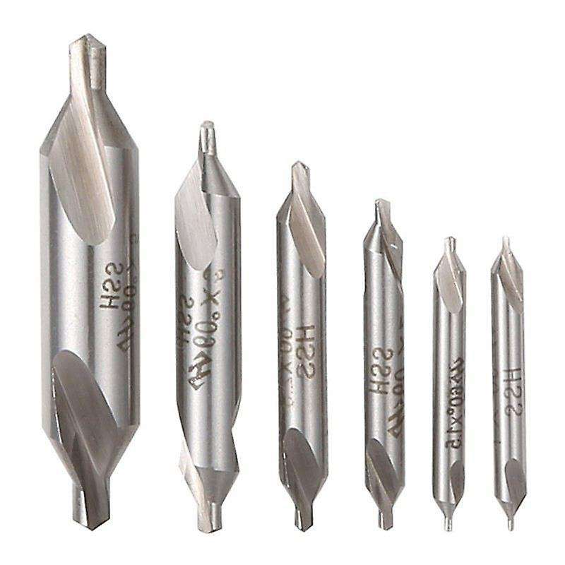 6 Pcs Hss Combined Center Drills Bit Set 5/3/2.5/2/1.5/1 Mm
