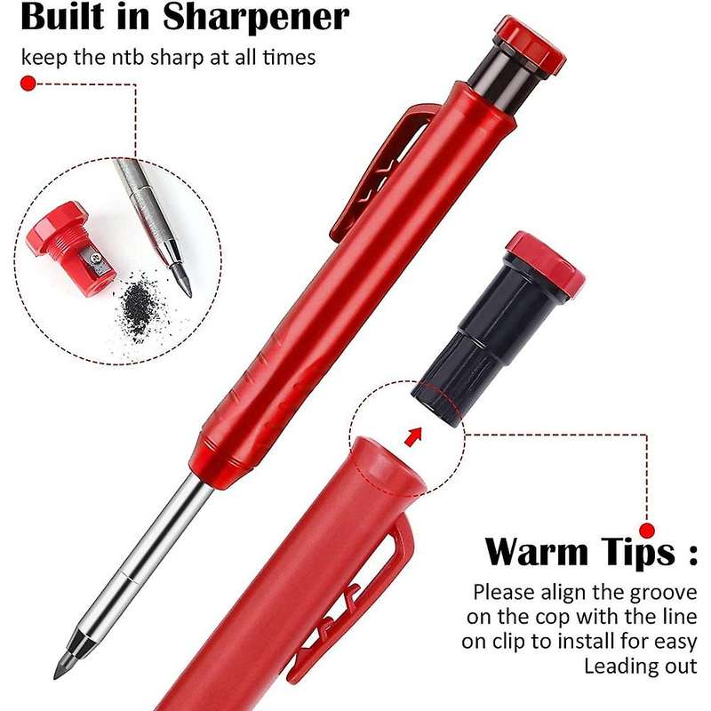 Deep Hole Carpenter Pencils,with Refills,marker Pens,for Woodworking