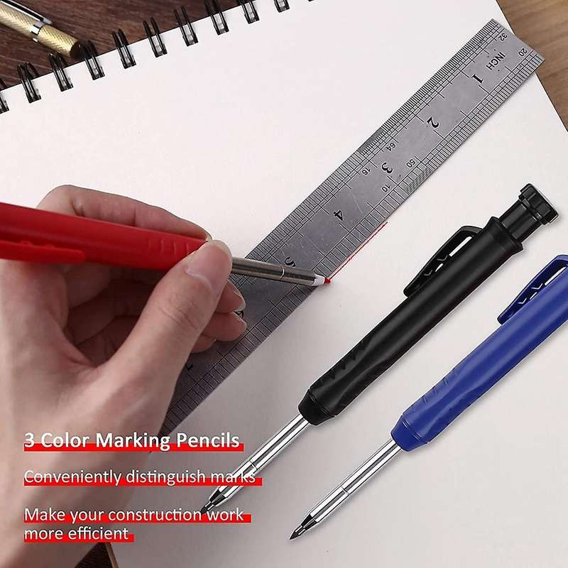 Deep Hole Carpenter Pencils,with Refills,marker Pens,for Woodworking