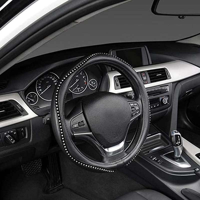 Fashion Steering Wheel Cover Black Lychee Pattern