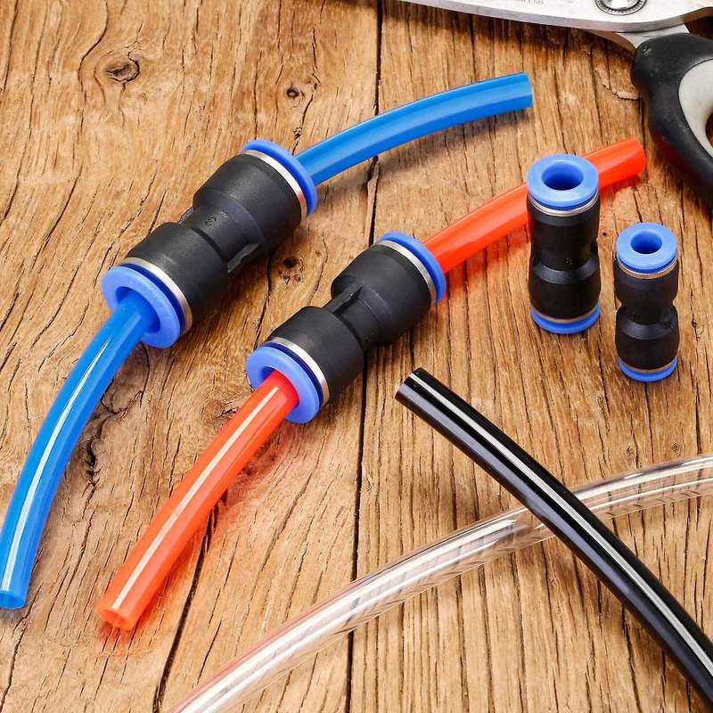 100pcs Pu 2-way Straight Connector Air Line Fittings for 6mm Tube