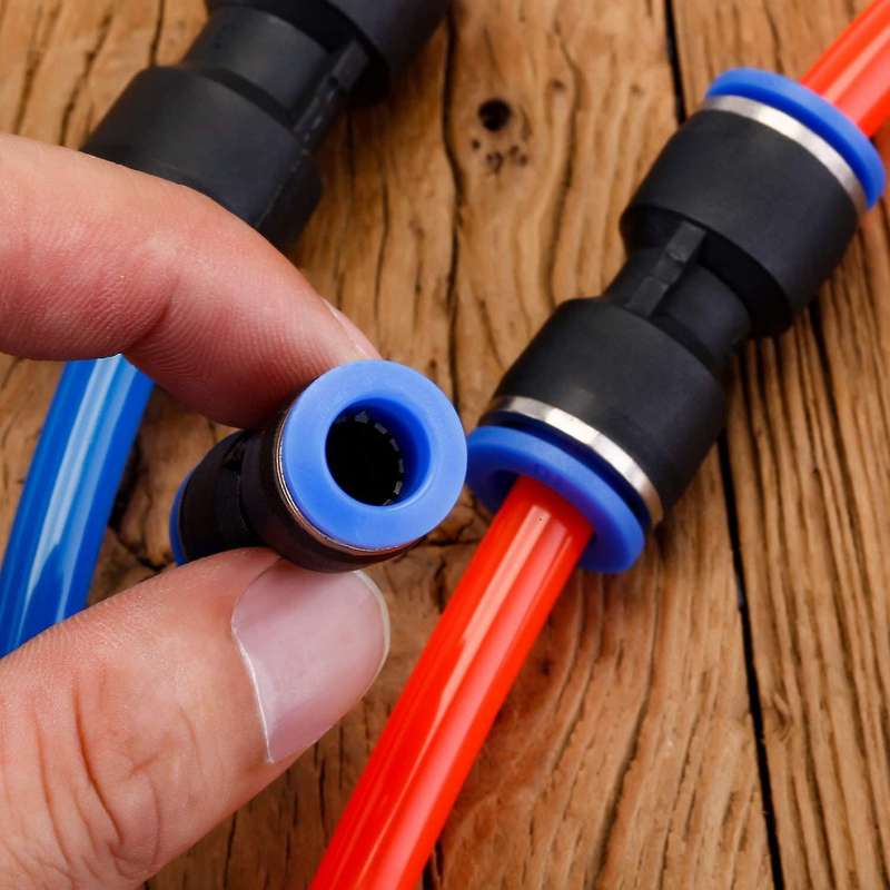 100pcs Pu 2-way Straight Connector Air Line Fittings for 6mm Tube