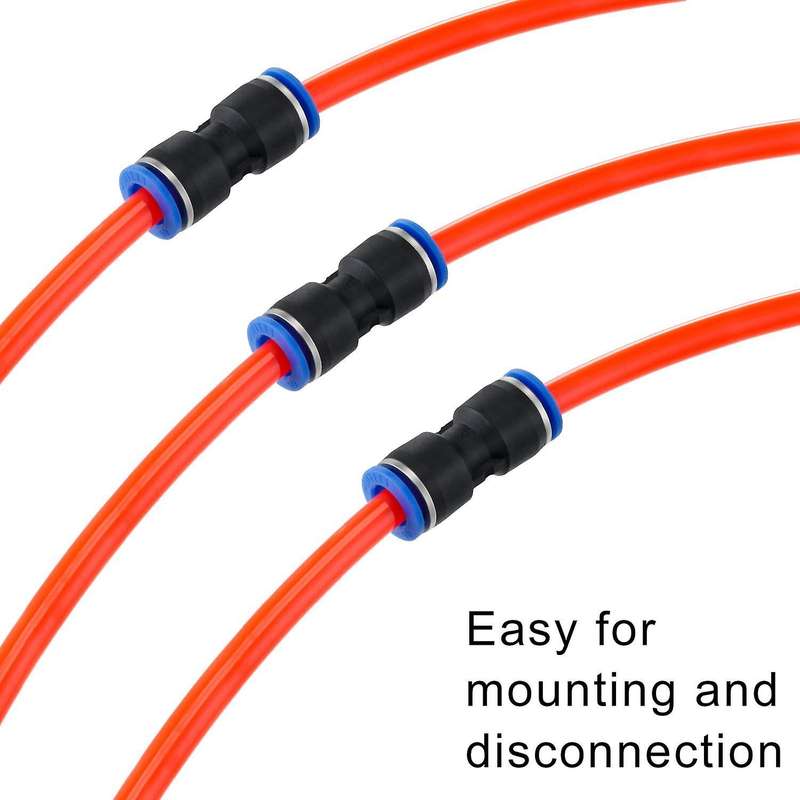 100pcs Pu 2-way Straight Connector Air Line Fittings for 6mm Tube