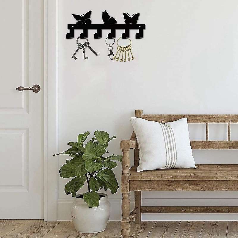 Key Rack Holder,wall Mounted Key Holder 6 Hook for Coat Clothes