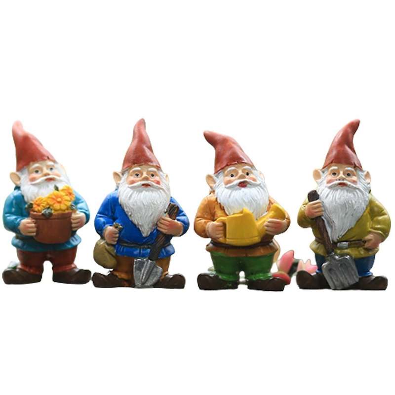 4pcs Miniature Elves Figurines Resin Dwarf Elf Ornaments Decoration