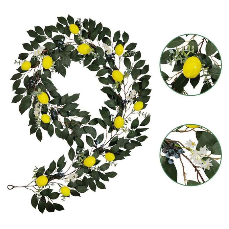 6.5ft Artificial Lemon Garland, Spring Artificial Fruit Garland Decor