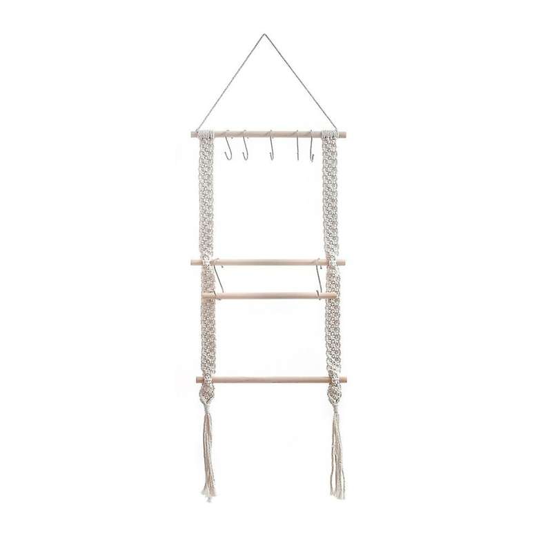Wall Hanging Shelf, Handmade Cotton Woven Rope Bohemian Shelves
