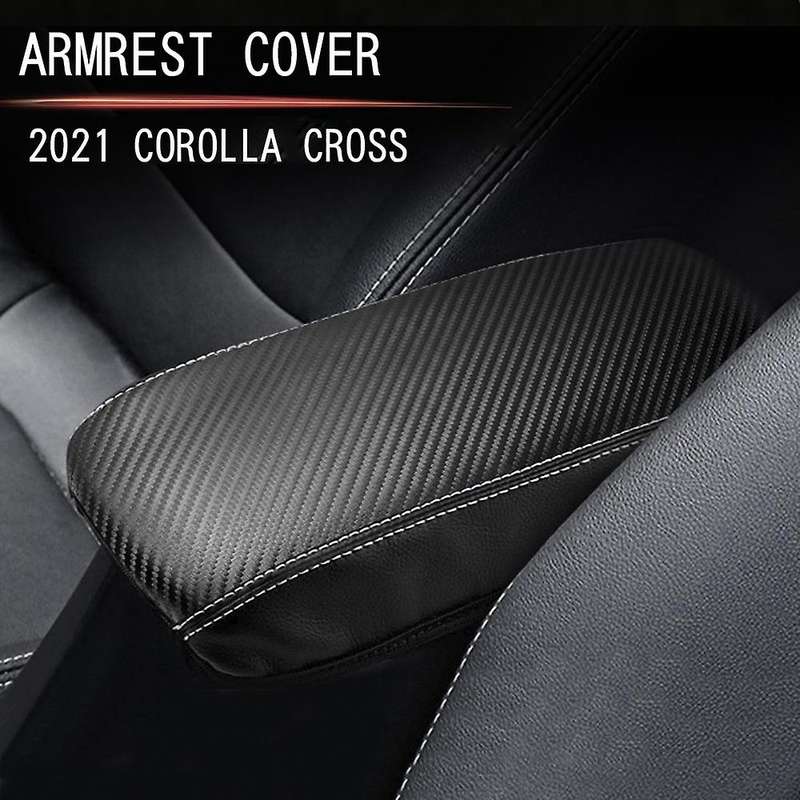 Car Carbon Fiber Center Console Lid Armrest Box Leather Protective C