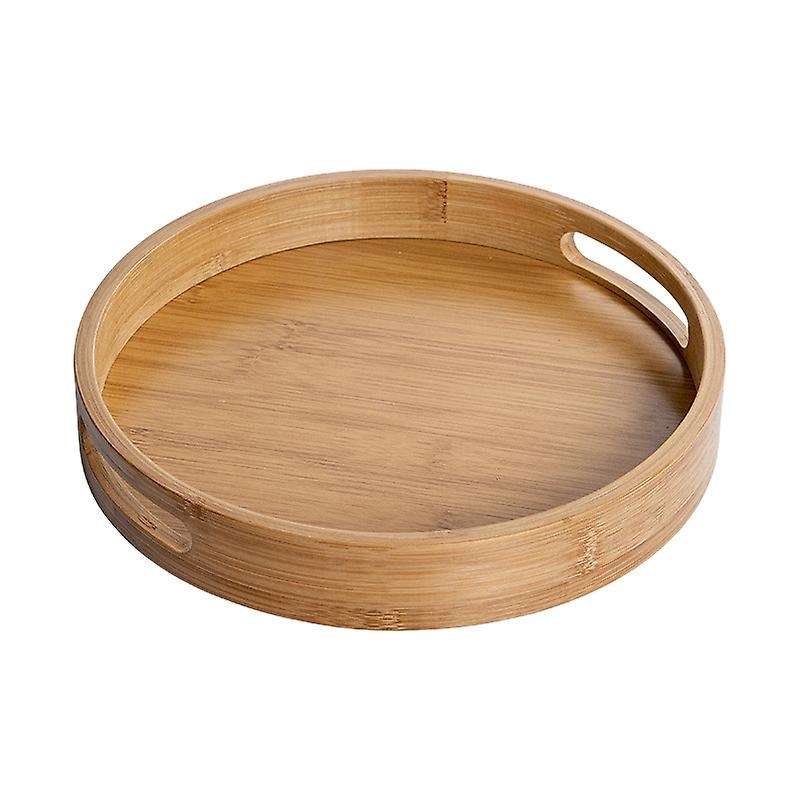 Round Serving Tray with Handles - Wooden Tray 11.81 Inch X 1.57 Inch