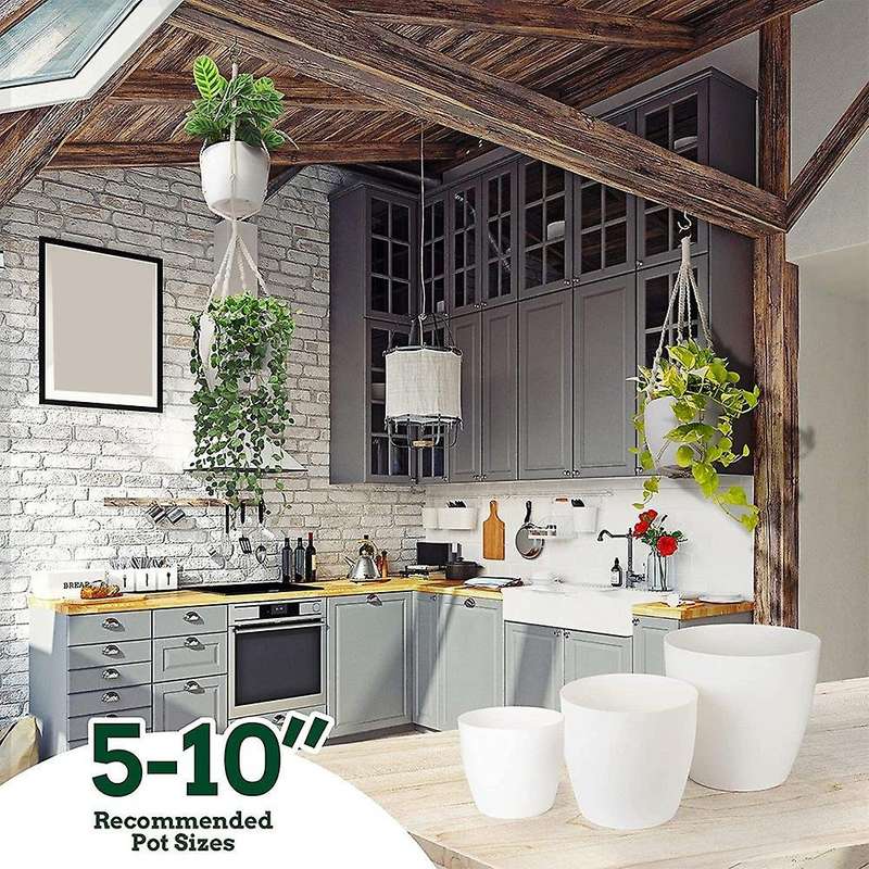 Plant Hangers Indoor Macrame Plant . Single Tier Plant Macrame 2 Pcs