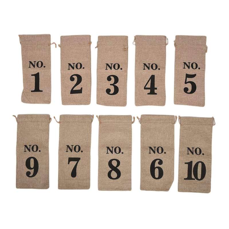 Jute Wine Bags, 1/4 Inches Hessian Numbered Wine Bottle Gift Bags