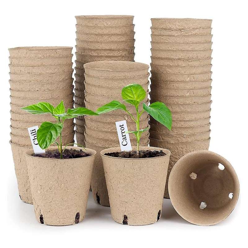 Peat Pots, 60 Pcs 3.15 Inch Seed Starting Pots with Drainage Holes