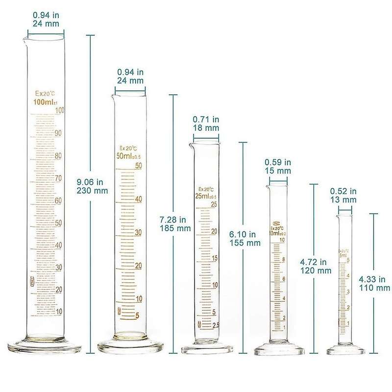 Glass Measuring Cylinders In with Pipettes/stirring Rods/clean Brush