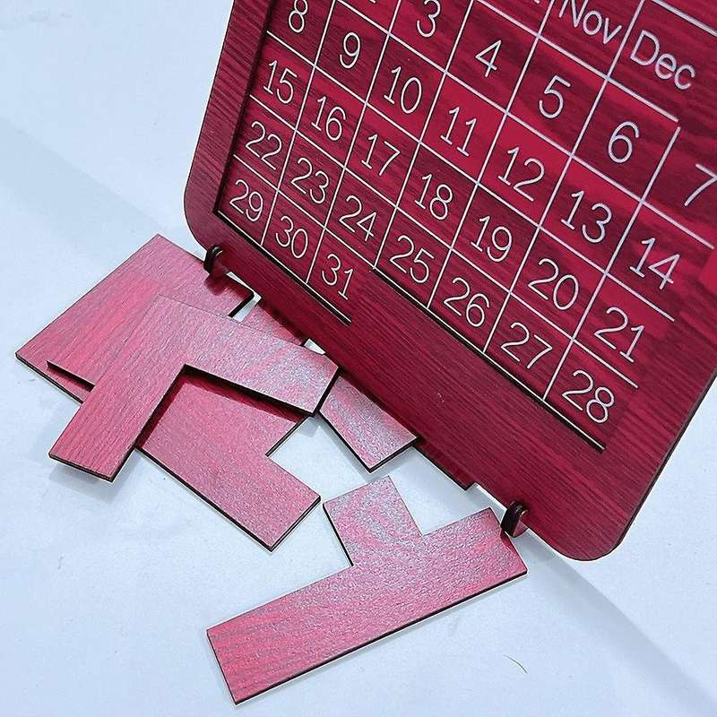 Calendar Wooden Calendar Office Play A Different Puzzle Games,red