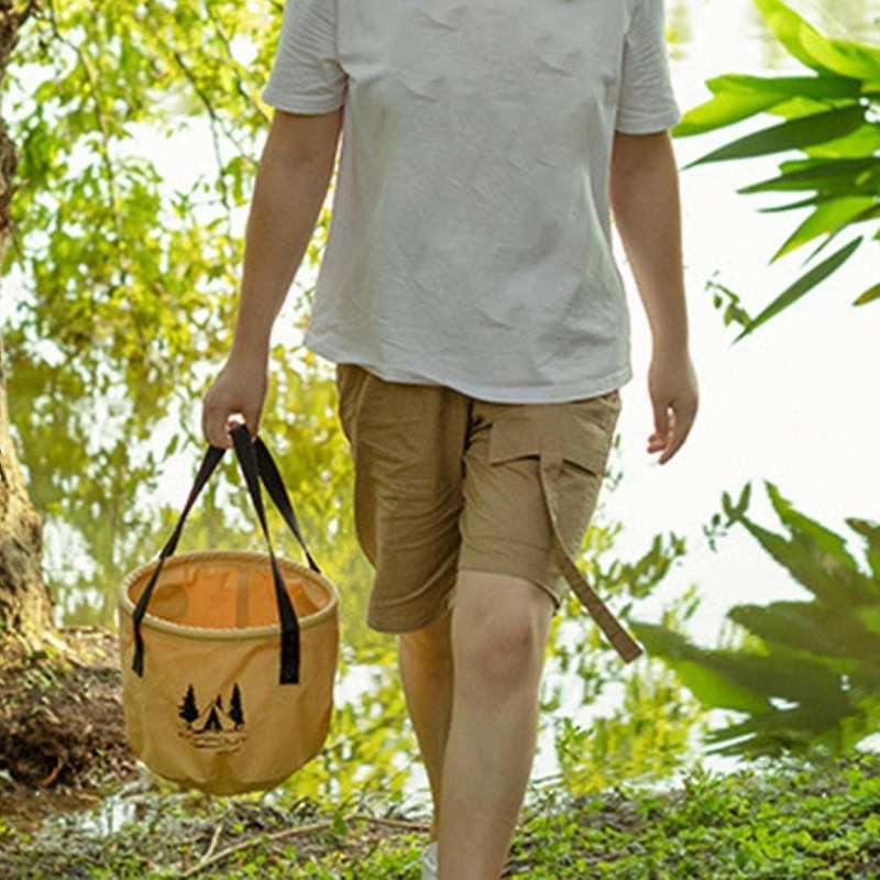 Campout Camping Folding Bucket Portable Wash Basin Bucket 20l, Brown