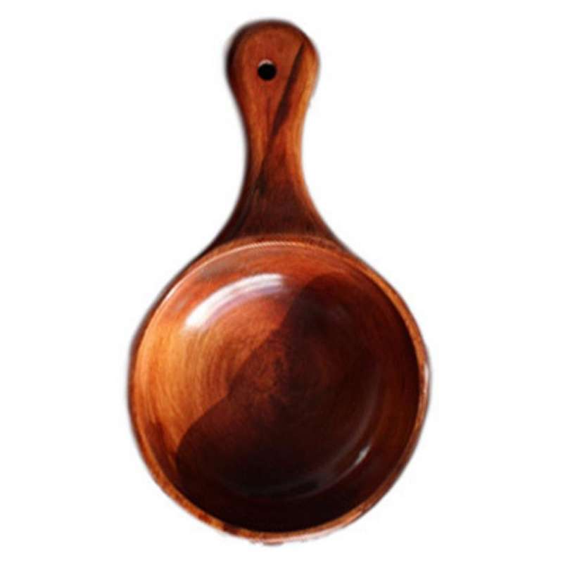Wooden Spoon with Handle Soup Spoon Outdoor Fruit Mixing Bowl, M
