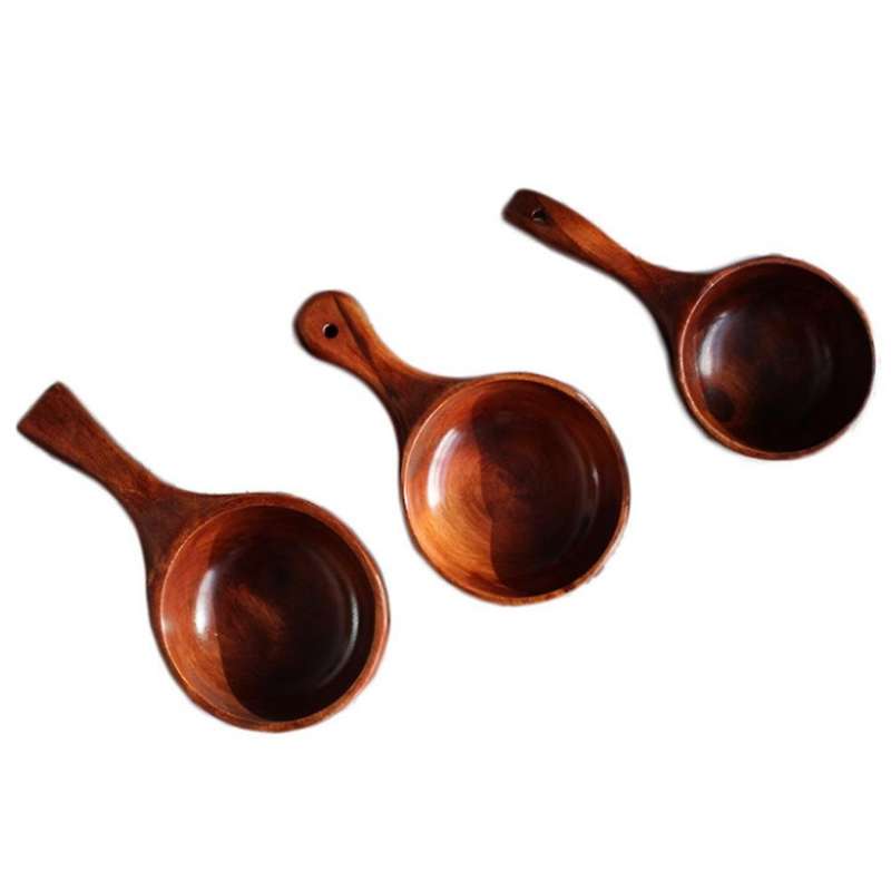 Wooden Spoon with Handle Soup Spoon Outdoor Fruit Mixing Bowl, M