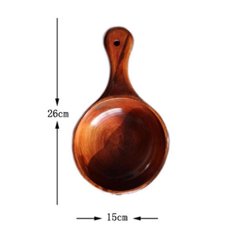 Wooden Spoon with Handle Soup Spoon Outdoor Fruit Mixing Bowl, M