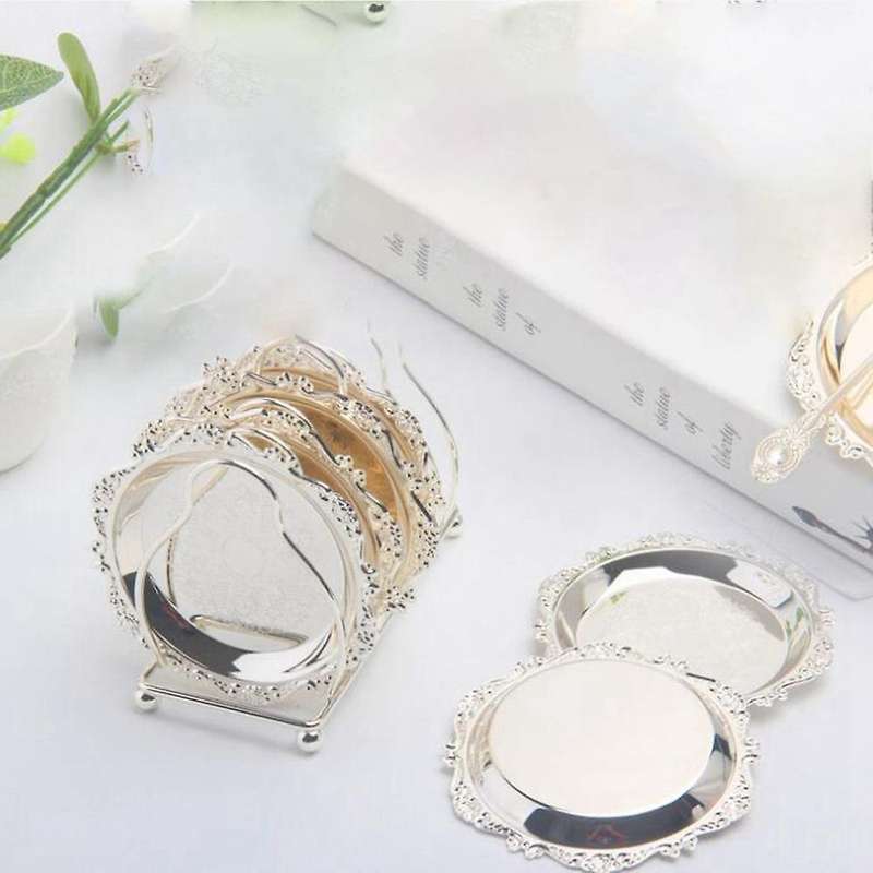 Metal 7-piece Set Of Coasters Cupcake Pans Small Saucers Kitchen