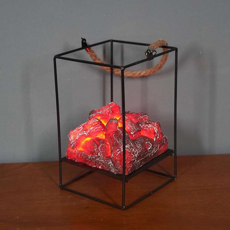 Portable Fireplace Lantern Simulation Charcoal Fire Lamp Light Led S