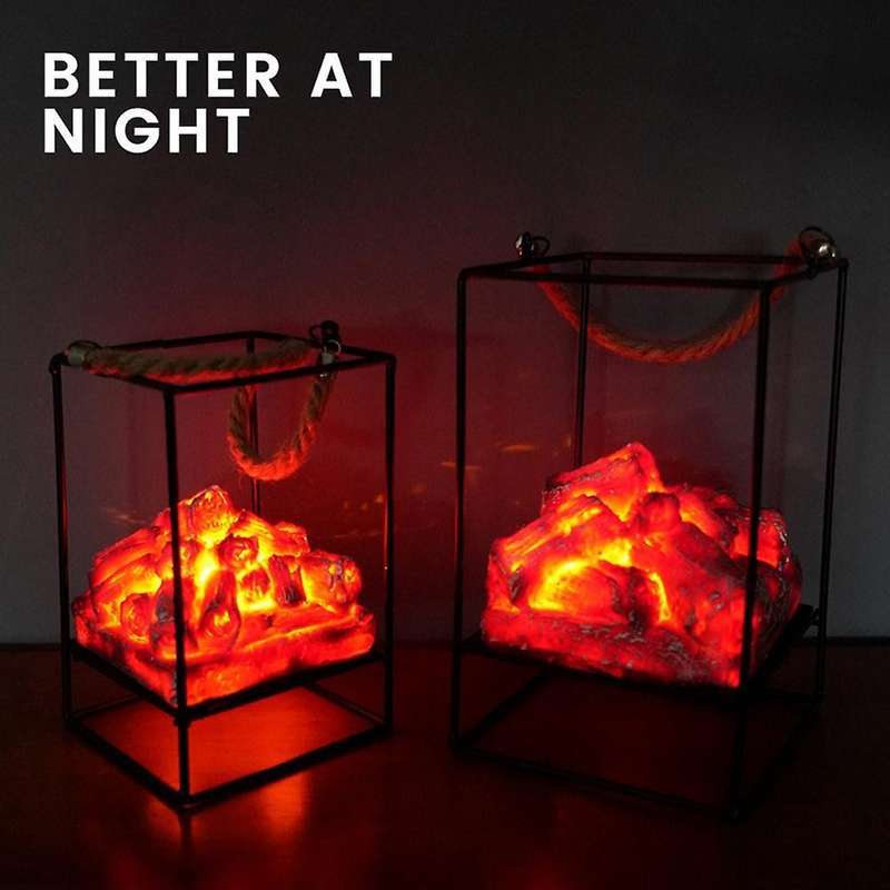 Portable Fireplace Lantern Simulation Charcoal Fire Lamp Light Led S