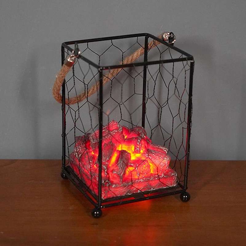 Portable Fireplace Lantern Simulation Charcoal Fire Lamp Light Led S